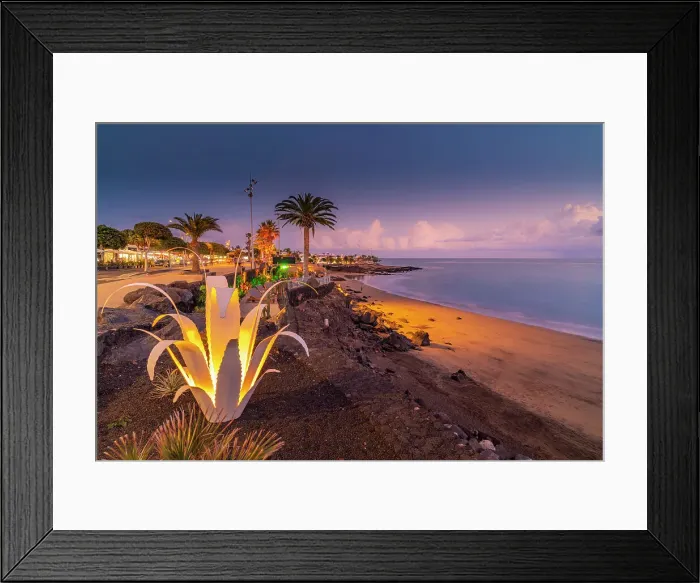 Framed Print : View of Playa Grande at dusk, Puerto Carmen, Lanzarote, Las Palmas, Canary Islands, Spain, Atlantic, Europe Framed Print : View of Playa Grande at dusk, Puerto Carmen, Lanzarote, Las Palmas, Canary Islands, Spain, Atlantic, Europe