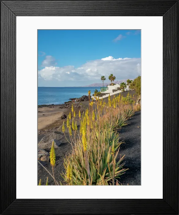 Framed Print : View of coastline and Playa El Barranquillo beach, Puerto Carmen, Lanzarote, Las Palmas, Canary Islands, Spain, Atlantic, Europe Framed Print : View of coastline and Playa El Barranquillo beach, Puerto Carmen, Lanzarote, Las Palmas, Canary Islands, Spain, Atlantic, Europe