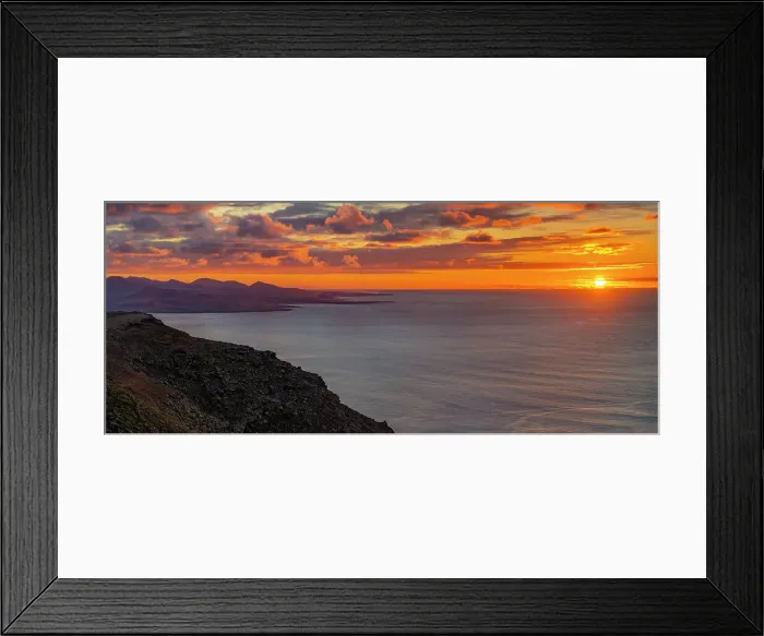 Framed Print : View of coastline, sunset and Atlantic Ocean from Mirador del Rio, Lanzarote, Las Palmas, Canary Islands, Spain, Atlantic, Europe Framed Print : View of coastline, sunset and Atlantic Ocean from Mirador del Rio, Lanzarote, Las Palmas, Canary Islands, Spain, Atlantic, Europe