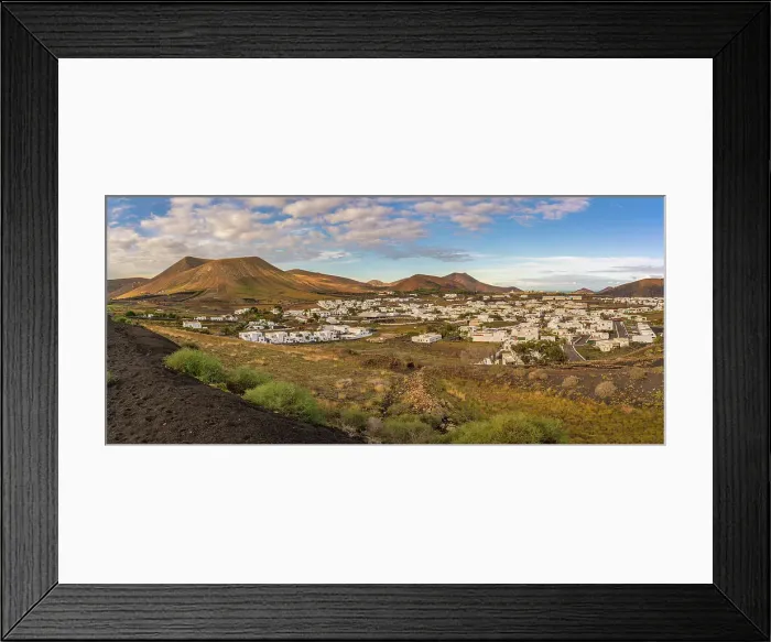 Framed Print : View of landscape and village of Uga, Uga, Lanzarote, Las Palmas, Canary Islands, Spain, Atlantic, Europe