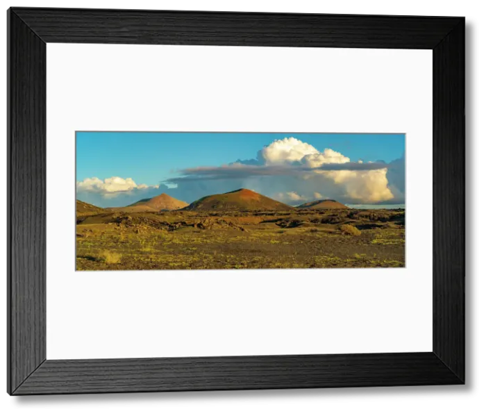 Framed Print : View of volcanic landscape in Timanfaya National Park at sunset, Lanzarote, Las Palmas, Canary Islands, Spain, Atlantic, Europe Framed Print : View of volcanic landscape in Timanfaya National Park at sunset, Lanzarote, Las Palmas, Canary Islands, Spain, Atlantic, Europe