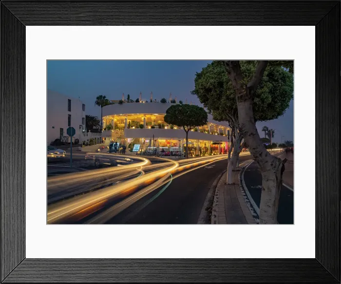 Framed Print : View of shops and bars at dusk, Puerto del Carmen, Lanzarote, Las Palmas, Canary Islands, Spain, Atlantic, Europe Framed Print : View of shops and bars at dusk, Puerto del Carmen, Lanzarote, Las Palmas, Canary Islands, Spain, Atlantic, Europe
