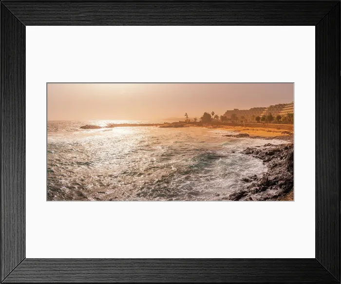 Framed Print : View of Playa del Jablillo, Costa Teguise, Lanzarote, Las Palmas, Canary Islands, Spain, Atlantic, Europe