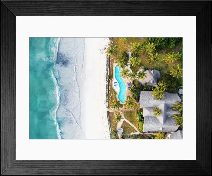 Framed Print : Luxury resort with swimming pool on a palm fringed beach, aerial view, Zanzibar, Tanzania, East Africa, Africa Framed Print : Luxury resort with swimming pool on a palm fringed beach, aerial view, Zanzibar, Tanzania, East Africa, Africa