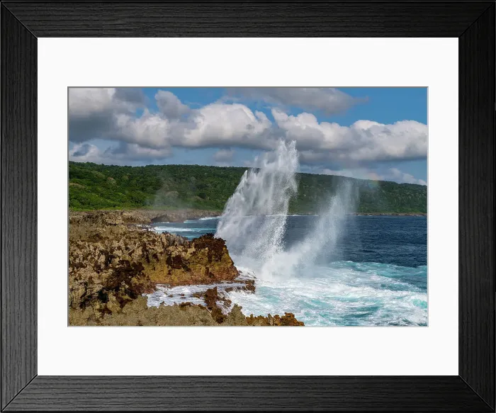 Framed Print : Huge blowhole on the rugged coast of Christmas Island, Australia, Indian Ocean Framed Print : Huge blowhole on the rugged coast of Christmas Island, Australia, Indian Ocean