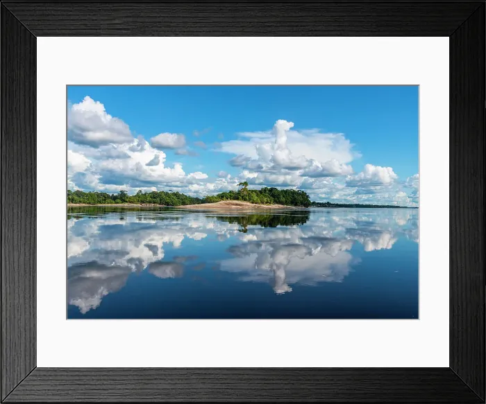 Framed Print : Clouds reflecting in the Rio Negro, southern Venezuela, South America Framed Print : Clouds reflecting in the Rio Negro, southern Venezuela, South America