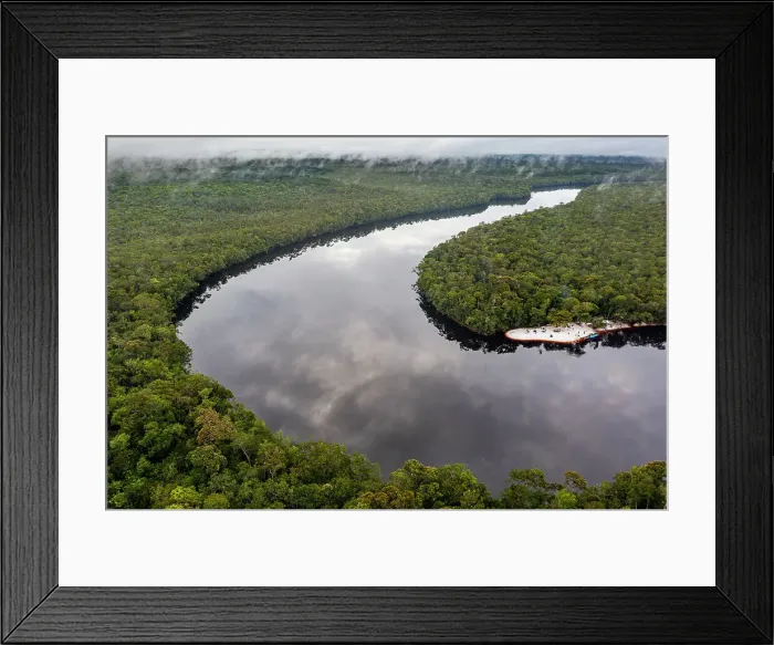 Framed Print : Aerial of the black Pasimoni River, in the deep south of Venezuela, South America Framed Print : Aerial of the black Pasimoni River, in the deep south of Venezuela, South America