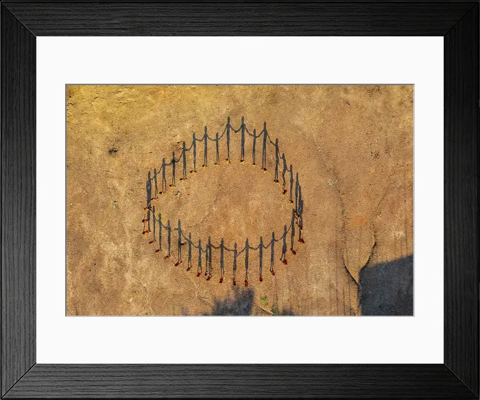 Framed Print : Aerial view of Yanomami tribe, in a circle, and shadows, southern Venezuela, South America Framed Print : Aerial view of Yanomami tribe, in a circle, and shadows, southern Venezuela, South America