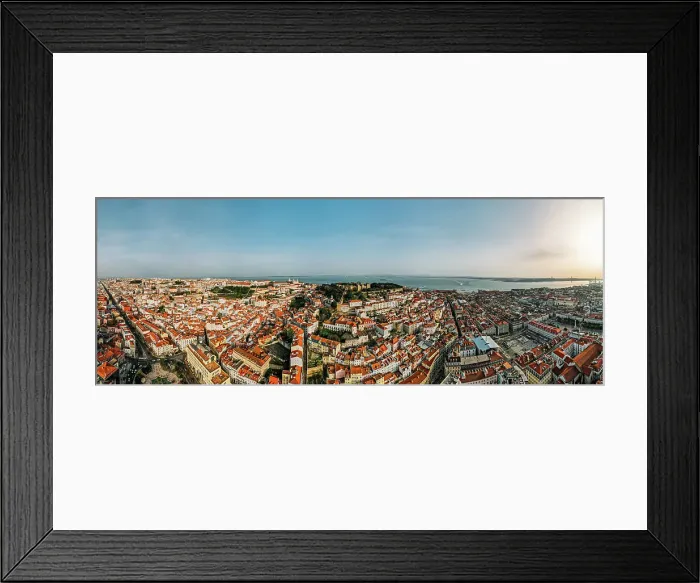 Framed Print : Aerial drone view of Baixa District, facing south towards the Tagus River with the major landmarks visible including St. George Castle, Pantheon, Figueira, Rossio Square, Martim Moniz Squares, Lisbon, Portugal, Europe Framed Print : Aerial drone view of Baixa District, facing south towards the Tagus River with the major landmarks visible including St. George Castle, Pantheon, Figueira, Rossio Square, Martim Moniz Squares, Lisbon, Portugal, Europe