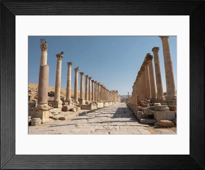 Framed Print : Ancient Roman road with colonnade, Jerash, Jordan, Middle East Framed Print : Ancient Roman road with colonnade, Jerash, Jordan, Middle East