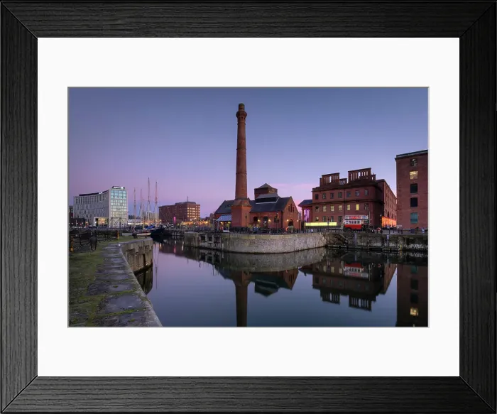 Framed Print : The Pumphouse and buildings of Albert Dock viewed over Canning Dock at twilight, Liverpool Waterfront, Liverpool, Merseyside, England, United Kingdom, Europe Framed Print : The Pumphouse and buildings of Albert Dock viewed over Canning Dock at twilight, Liverpool Waterfront, Liverpool, Merseyside, England, United Kingdom, Europe