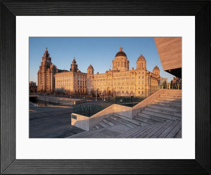 Framed Print : Evening light illuminates the Liver Building, the Cunard Building and Port of Liverpool Building (The Three Graces), Pier Head, Liverpool Waterfront, Liverpool, Merseyside, England, United Kingdom, Europe Framed Print : Evening light illuminates the Liver Building, the Cunard Building and Port of Liverpool Building (The Three Graces), Pier Head, Liverpool Waterfront, Liverpool, Merseyside, England, United Kingdom, Europe