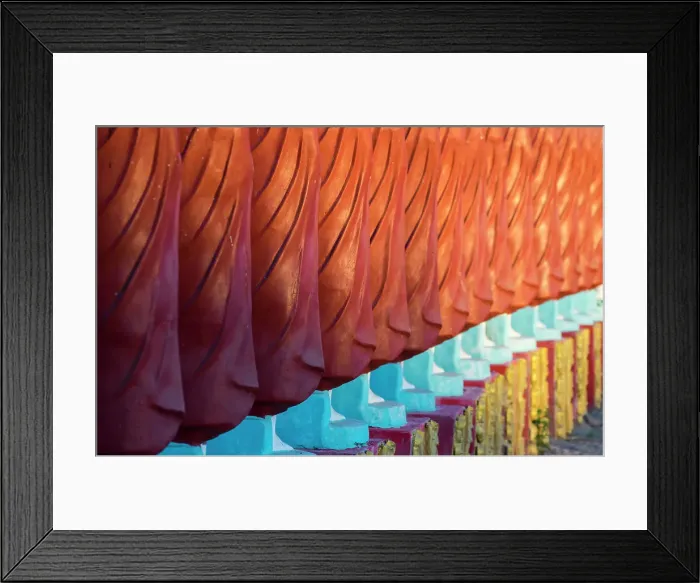 Framed Print : Close-up of monk sculptures standing in line at Myo Yar Pyae Pagoda, Monywa, Myanmar (Burma), Asia Framed Print : Close-up of monk sculptures standing in line at Myo Yar Pyae Pagoda, Monywa, Myanmar (Burma), Asia