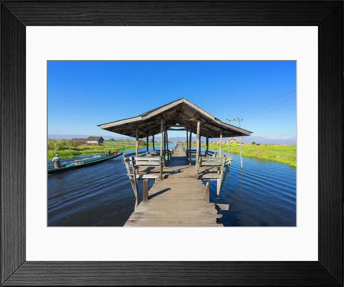 Framed Print : Wooden pier, Lake Inle, Shan State, Myanmar (Burma), Asia Framed Print : Wooden pier, Lake Inle, Shan State, Myanmar (Burma), Asia
