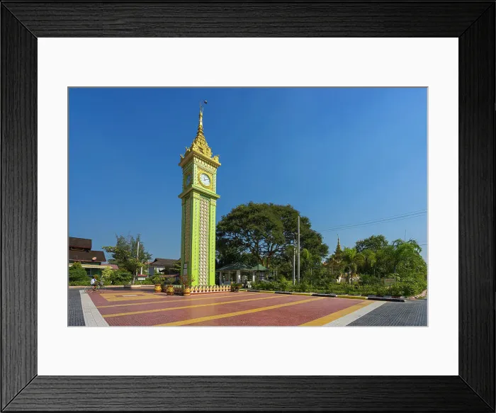 Framed Print : Clock tower at campus of State Pariyatti Sasana University, Mandalay, Myanmar (Burma), Asia Framed Print : Clock tower at campus of State Pariyatti Sasana University, Mandalay, Myanmar (Burma), Asia