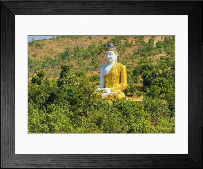 Framed Print : Large sitting Buddha statue near Maha Bodhi Ta Htaung Standing Buddha, Monywa, Myanmar (Burma), Asia Framed Print : Large sitting Buddha statue near Maha Bodhi Ta Htaung Standing Buddha, Monywa, Myanmar (Burma), Asia