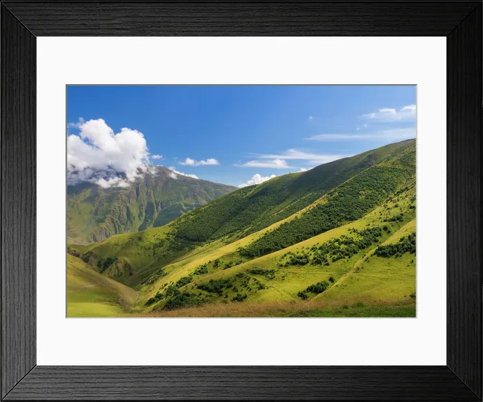 Framed Print : Caucasian mountains near Gergeti, Kazbegi mountains, Georgia, Central Asia, Asia