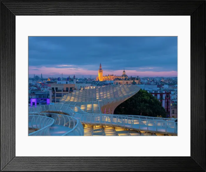 Framed Print : Panoramic Terraces of Las Setas at dusk, Seville, Andalusia, Spain, Europe Framed Print : Panoramic Terraces of Las Setas at dusk, Seville, Andalusia, Spain, Europe