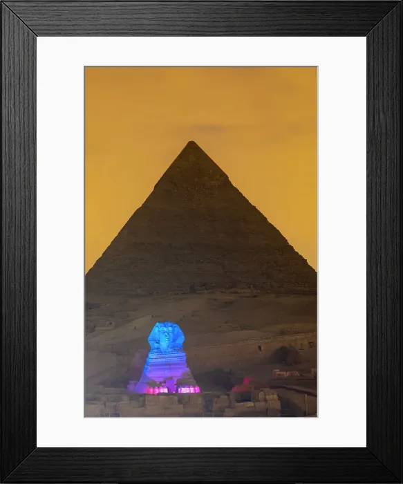Framed Print : The Great Sphinx of Giza and The Pyramid of Khafre illuminated, UNESCO World Heritage Site, Giza, Egypt, North Africa, Africa Framed Print : The Great Sphinx of Giza and The Pyramid of Khafre illuminated, UNESCO World Heritage Site, Giza, Egypt, North Africa, Africa