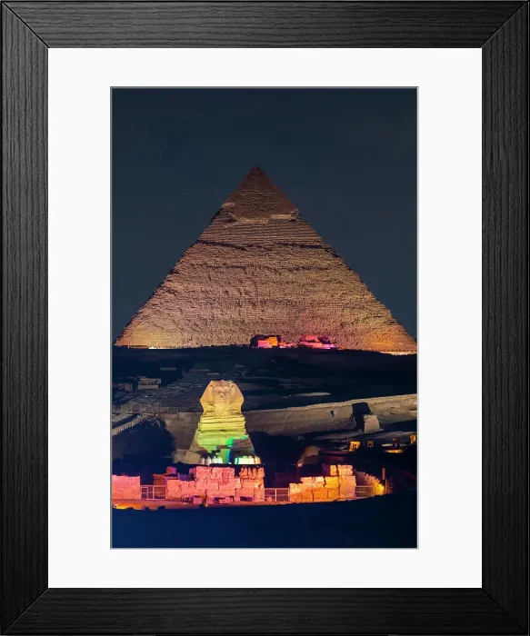 Framed Print : The Great Sphinx of Giza and The Pyramid of Khafre illuminated, UNESCO World Heritage Site, Giza, Egypt, North Africa, Africa Framed Print : The Great Sphinx of Giza and The Pyramid of Khafre illuminated, UNESCO World Heritage Site, Giza, Egypt, North Africa, Africa
