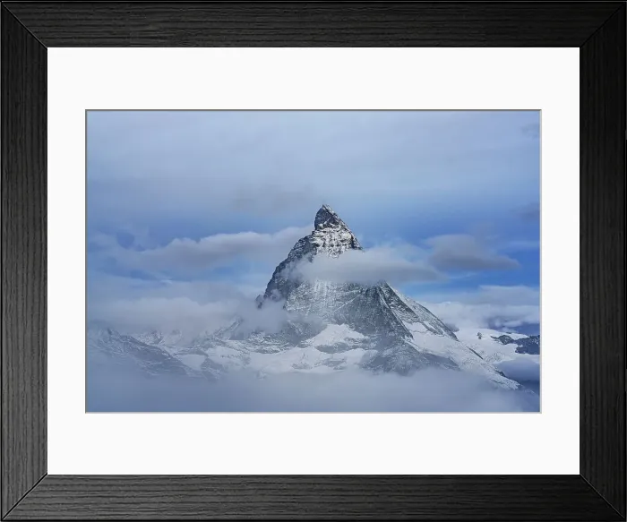 Framed Print : Majestic Matterhorn in autumn mist during the blue hour, Gornergrat, Zermatt, canton of Valais, Switzerland, Europe Framed Print : Majestic Matterhorn in autumn mist during the blue hour, Gornergrat, Zermatt, canton of Valais, Switzerland, Europe