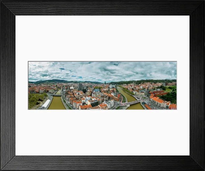 Framed Print : Aerial drone panoramic view of Bilbao, population 345000, Basque Country, northern Spain, Europe Framed Print : Aerial drone panoramic view of Bilbao, population 345000, Basque Country, northern Spain, Europe