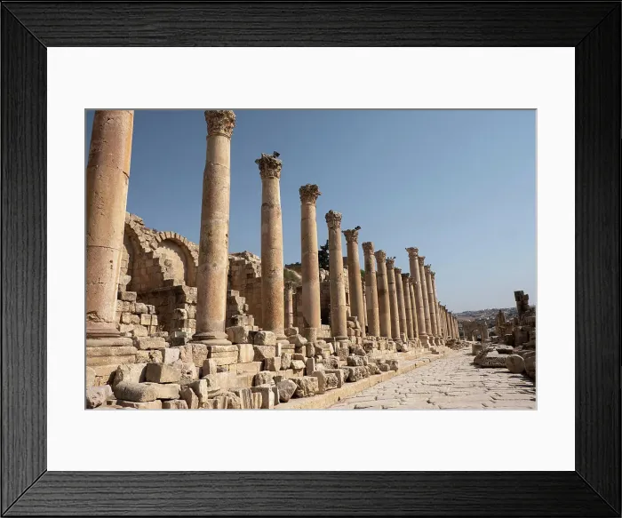 Framed Print : Ancient Roman road with a colonnade in the archaeological site of Jerash, Jordan, Middle East Framed Print : Ancient Roman road with a colonnade in the archaeological site of Jerash, Jordan, Middle East