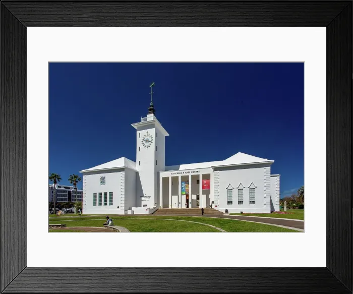 Framed Print : City Hall and Arts Centre, designed by local architect William Onions, built in 1960, houses the City Corporation's Administrative Offices, a Theatre, Bermuda's National Gallery and Society of Arts Gallery, Hamilton, Bermuda, Atlantic Framed Print : City Hall and Arts Centre, designed by local architect William Onions, built in 1960, houses the City Corporation's Administrative Offices, a Theatre, Bermuda's National Gallery and Society of Arts Gallery, Hamilton, Bermuda, Atlantic