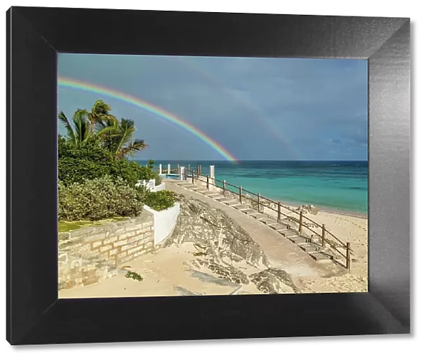 Double rainbow over Pink Beach West, Smiths, Bermuda, Atlantic