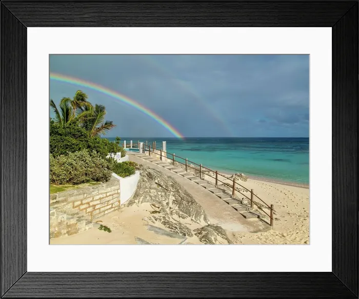 Framed Print : Double rainbow over Pink Beach West, Smiths, Bermuda, Atlantic Framed Print : Double rainbow over Pink Beach West, Smiths, Bermuda, Atlantic