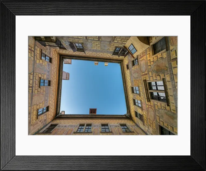 Framed Print : Straight up view of Cesky Krumlov Castle from the Chateau Courtyard, UNESCO World Heritage Site, Cesky Krumlov, South Bohemian Region, Czech Republic (Czechia), Europe Framed Print : Straight up view of Cesky Krumlov Castle from the Chateau Courtyard, UNESCO World Heritage Site, Cesky Krumlov, South Bohemian Region, Czech Republic (Czechia), Europe