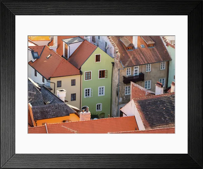 Framed Print : High angle view of houses in historical center of Cesky Krumlov, UNESCO World Heritage Site, Cesky Krumlov, Czech Republic (Czechia), Europe Framed Print : High angle view of houses in historical center of Cesky Krumlov, UNESCO World Heritage Site, Cesky Krumlov, Czech Republic (Czechia), Europe
