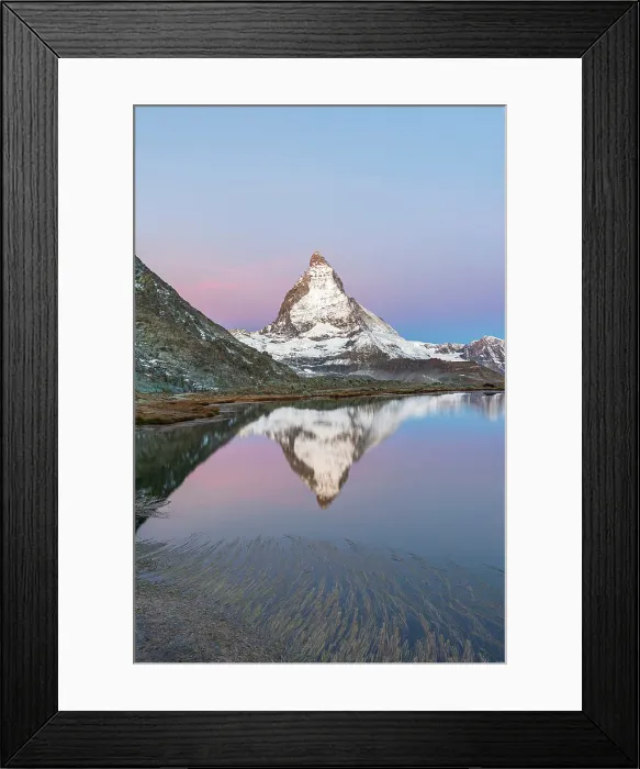Framed Print : Matterhorn reflected in Riffelsee lake at dawn, Gornergrat, Zermatt, canton of Valais, Swiss Alps, Switzerland, Europe Framed Print : Matterhorn reflected in Riffelsee lake at dawn, Gornergrat, Zermatt, canton of Valais, Swiss Alps, Switzerland, Europe