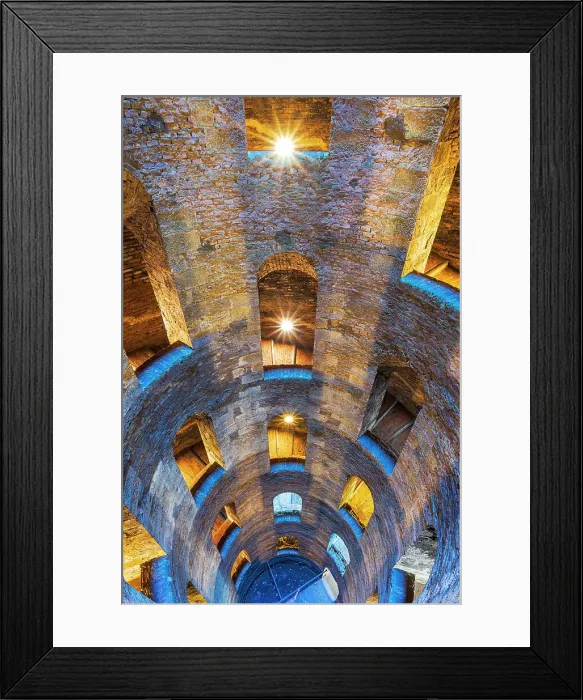 Framed Print : Illuminated view of the bottom of Saint Patrick's well with a spiral staircase, Orvieto, Terni province, Umbria region, Italy, Europe Framed Print : Illuminated view of the bottom of Saint Patrick's well with a spiral staircase, Orvieto, Terni province, Umbria region, Italy, Europe