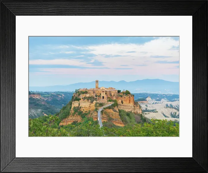 Framed Print : The medieval dying town of Civita di Bagnoregio surrounded by ravines, Viterbo province, Tuscia, Latium, Lazio, Italy, Europe Framed Print : The medieval dying town of Civita di Bagnoregio surrounded by ravines, Viterbo province, Tuscia, Latium, Lazio, Italy, Europe