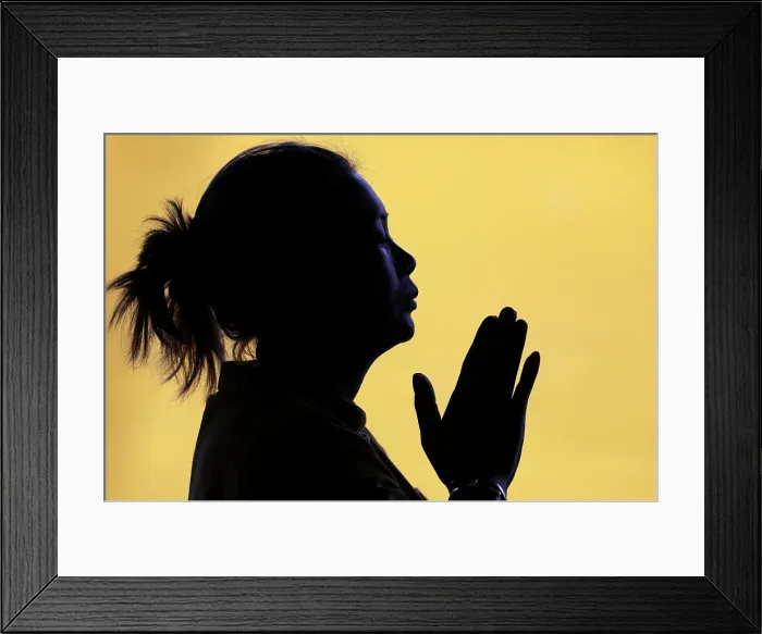 Framed Print : Silhouette of woman praying in temple, Faith and spirituality concept, Vietnam, Indochina, Southeast Asia, Asia Framed Print : Silhouette of woman praying in temple, Faith and spirituality concept, Vietnam, Indochina, Southeast Asia, Asia