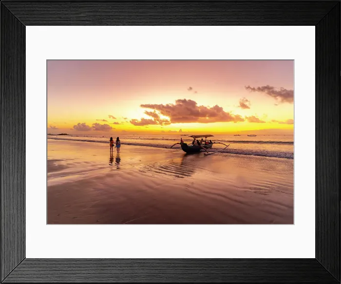 Framed Print : View of fishing outrigger on Kuta Beach at sunset, Kuta, Bali, Indonesia, South East Asia, Asia Framed Print : View of fishing outrigger on Kuta Beach at sunset, Kuta, Bali, Indonesia, South East Asia, Asia