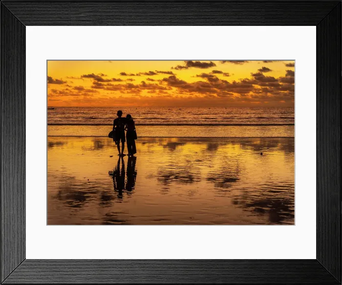 Framed Print : View of couple at sunset on Kuta Beach, Kuta, Bali, Indonesia, South East Asia, Asia