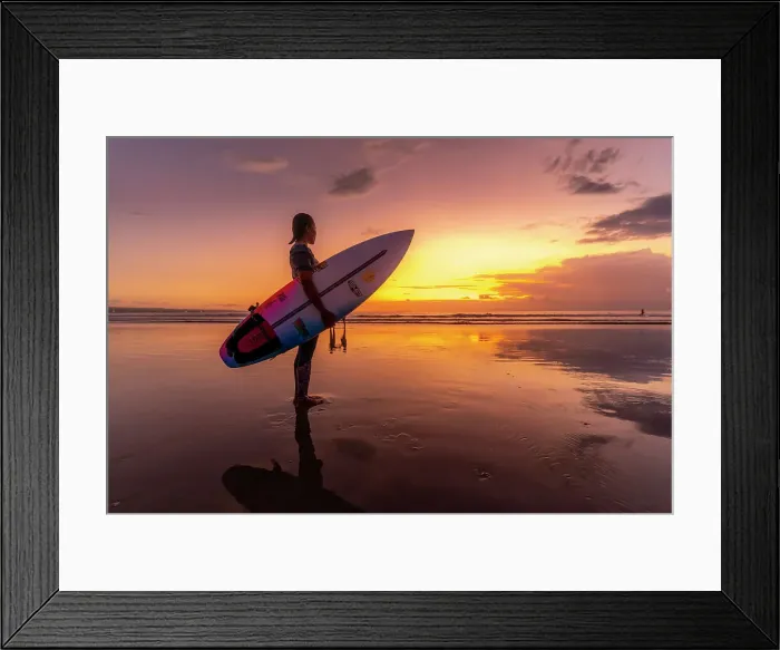 Framed Print : View of surfboarder on Kuta Beach at sunset, Kuta, Bali, Indonesia, South East Asia, Asia Framed Print : View of surfboarder on Kuta Beach at sunset, Kuta, Bali, Indonesia, South East Asia, Asia