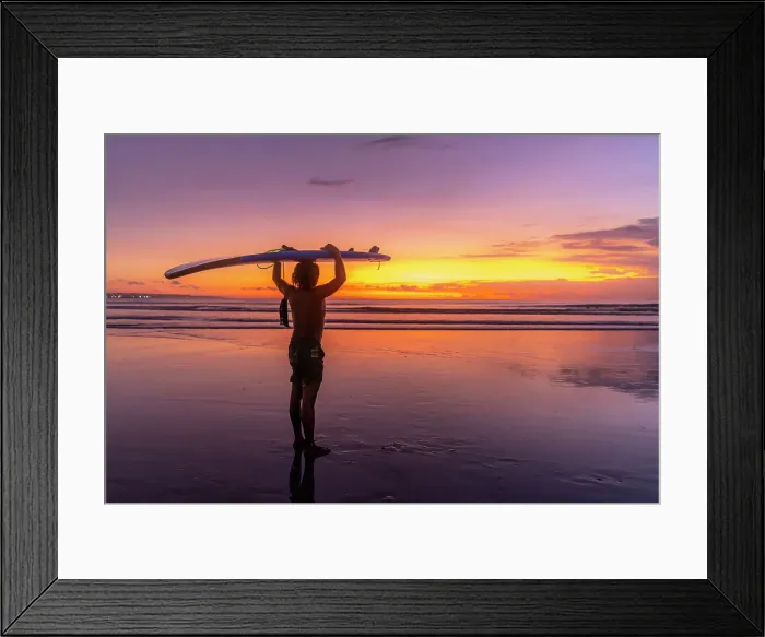 Framed Print : View of surfboarder on Kuta Beach at sunset, Kuta, Bali, Indonesia, South East Asia, Asia Framed Print : View of surfboarder on Kuta Beach at sunset, Kuta, Bali, Indonesia, South East Asia, Asia