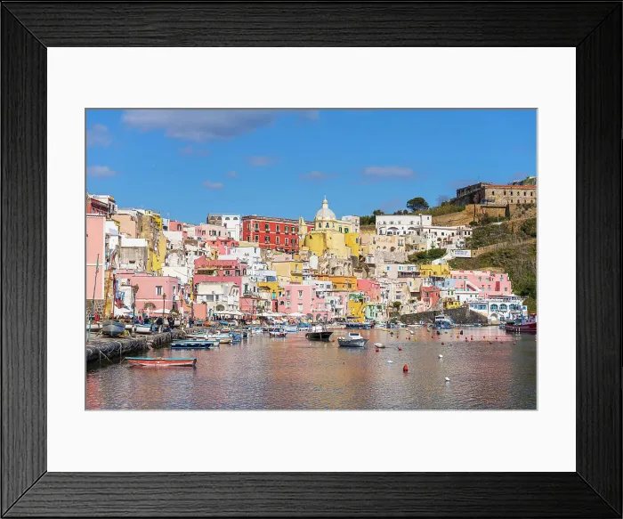 Framed Print : View of the famous colourful Italian fishing village of Marina Corricella, Procida island, Tyrrhenian Sea, Naples district, Naples Bay, Campania region, Italy, Europe Framed Print : View of the famous colourful Italian fishing village of Marina Corricella, Procida island, Tyrrhenian Sea, Naples district, Naples Bay, Campania region, Italy, Europe