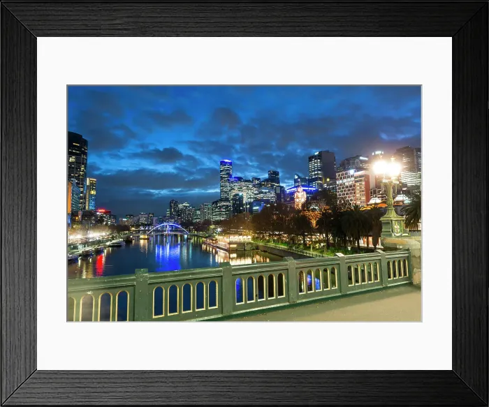 Framed Print : Both banks of Yarra River, including well-known Southbank, in City of Melbourne at twillight, Victoria, Australia, Pacific