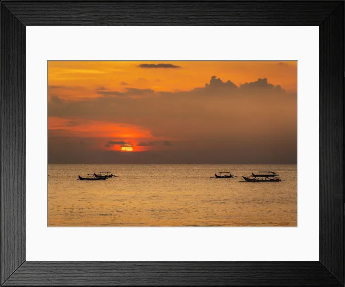 Framed Print : View of sunset and fishing outriggers on Indian Ocean from Kuta Beach, Kuta, Bali, Indonesia, South East Asia, Asia Framed Print : View of sunset and fishing outriggers on Indian Ocean from Kuta Beach, Kuta, Bali, Indonesia, South East Asia, Asia
