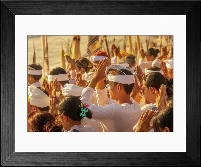 Framed Print : View of people at prayer on Kuta Beach for Nyepi, Balinese New Year Celebrations, Kuta, Bali, Indonesia, South East Asia, Asia Framed Print : View of people at prayer on Kuta Beach for Nyepi, Balinese New Year Celebrations, Kuta, Bali, Indonesia, South East Asia, Asia