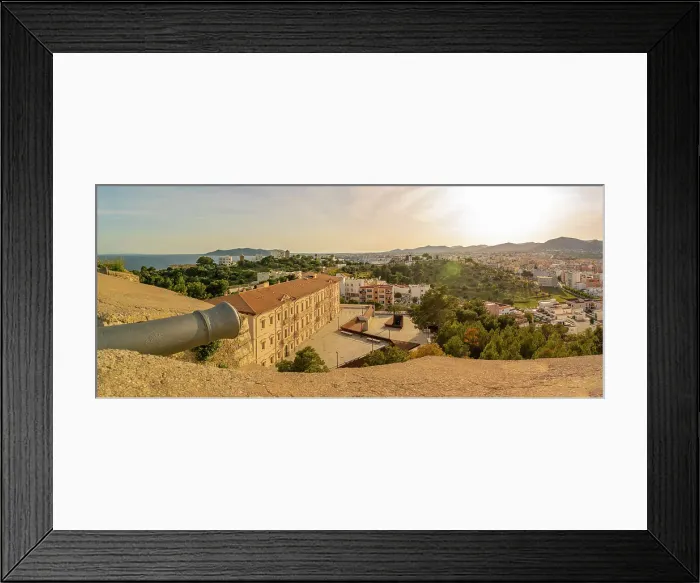 Framed Print : Elevated view of city defence walls and Ibiza Town, UNESCO World Heritage Site, Ibiza Town, Eivissa, Balearic Islands, Spain, Mediterranean, Europe Framed Print : Elevated view of city defence walls and Ibiza Town, UNESCO World Heritage Site, Ibiza Town, Eivissa, Balearic Islands, Spain, Mediterranean, Europe