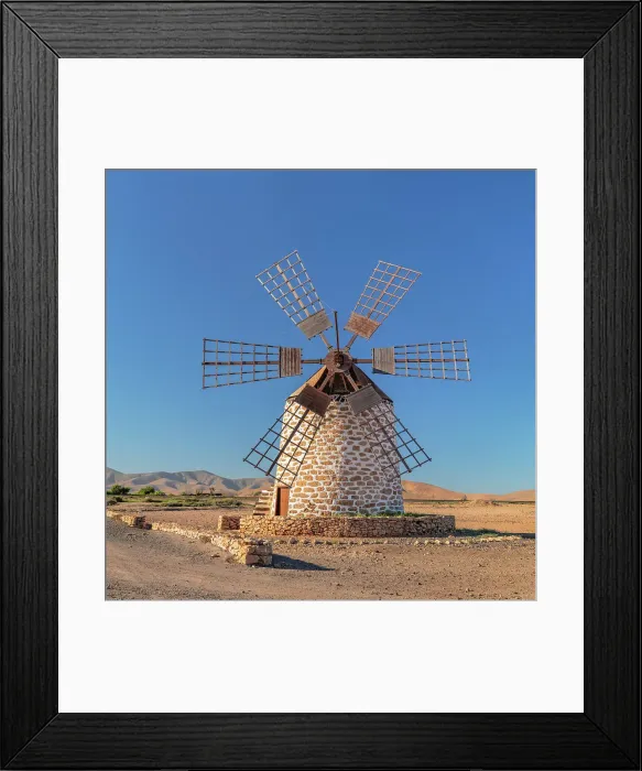 Framed Print : Traditionell windmill Molino de Tefia, Tefia, Fuerteventura, Canary Islands, Spain, Atlantic, Europe