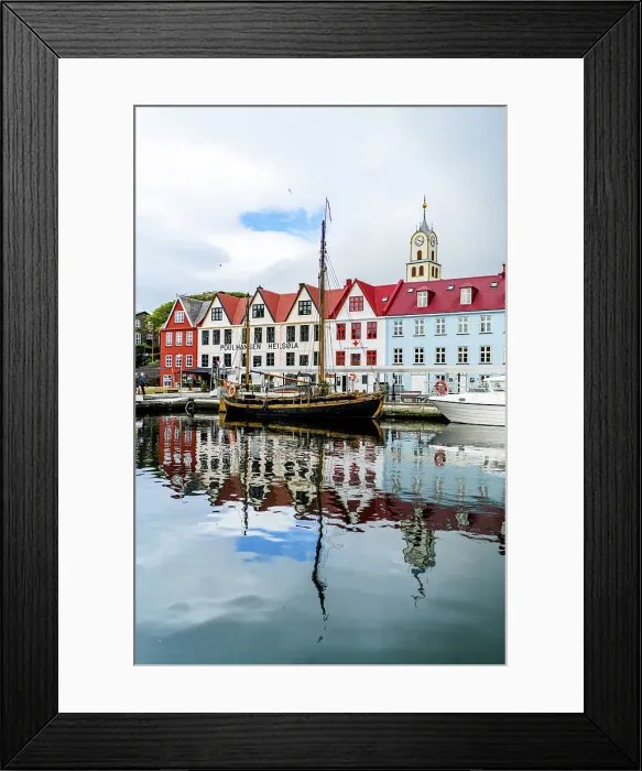 Framed Print : Ancient buildings and ship moored in the harbor of Torshavn, Streymoy Island, Faroe Islands, Denmark, Europe Framed Print : Ancient buildings and ship moored in the harbor of Torshavn, Streymoy Island, Faroe Islands, Denmark, Europe