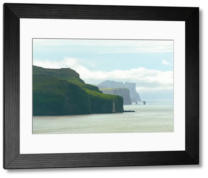 Framed Print : Overview of majestic cliffs overlooking the Atlantic Ocean from Kallur lighthouse, Kalsoy island, Faroe Islands, Denmark, Europe Framed Print : Overview of majestic cliffs overlooking the Atlantic Ocean from Kallur lighthouse, Kalsoy island, Faroe Islands, Denmark, Europe