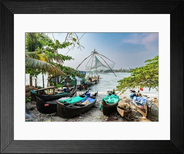 Framed Print : Chinese fishing nets, Kochi, Kerala, India, Asia