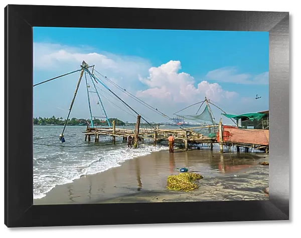 Chinese fishing nets, Kochi, Kerala, India, Asia